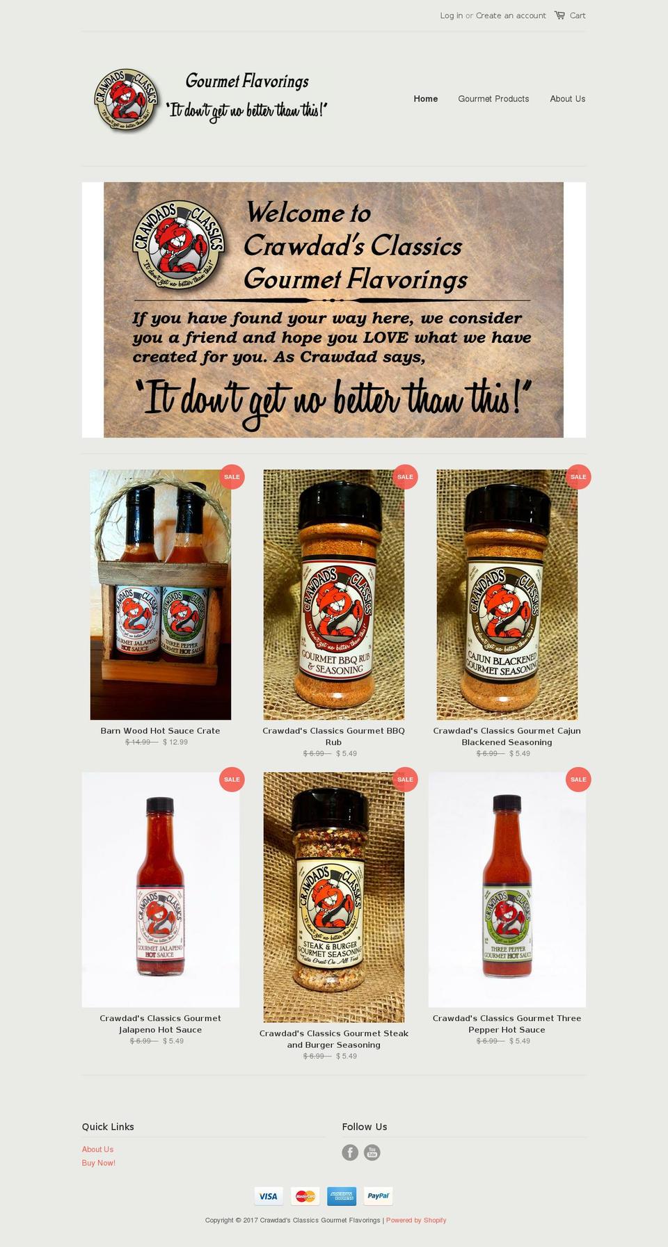 crawdadsclassics.com shopify website screenshot