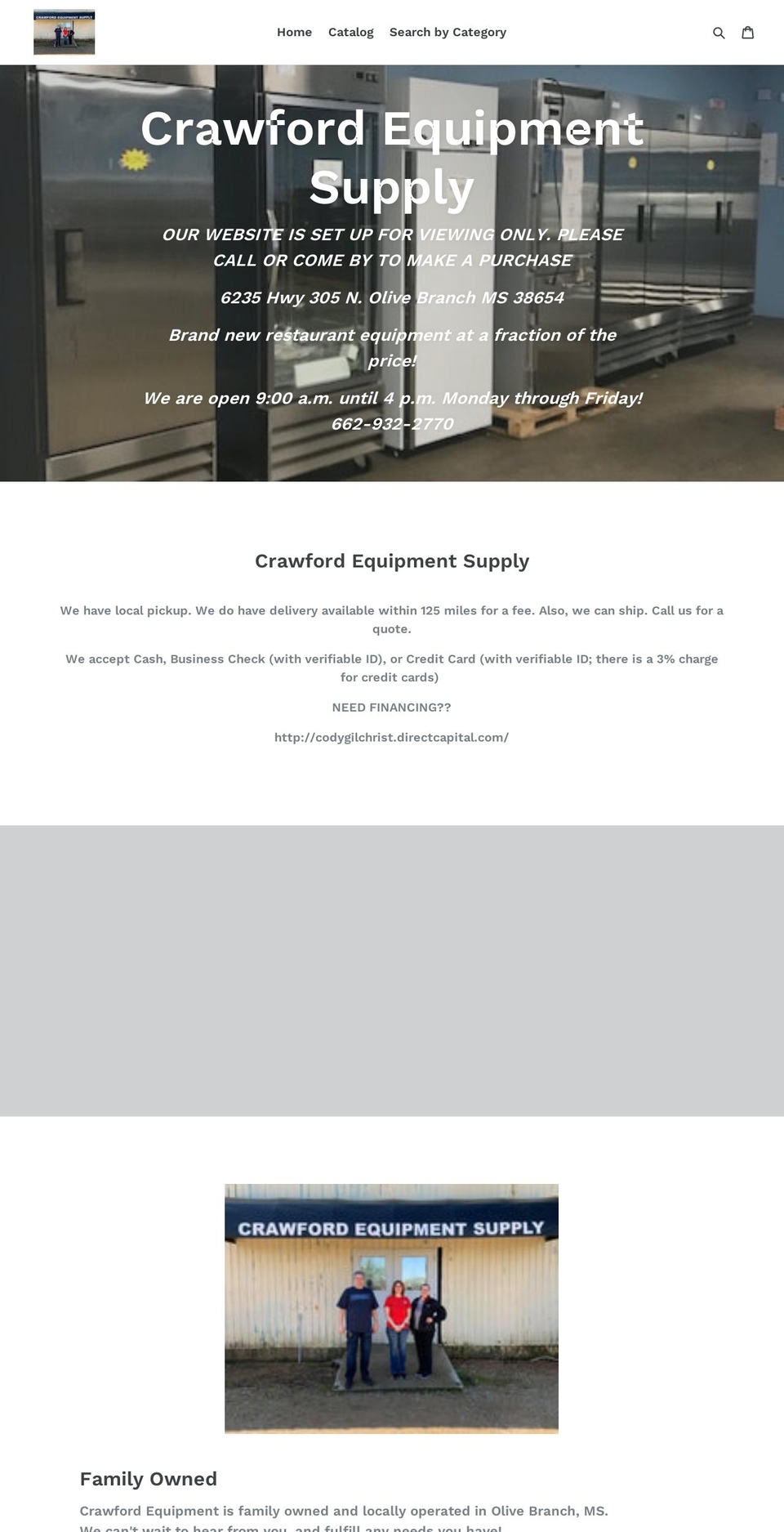 Home Page Shopify theme site example crawfordequipmentsupply.com