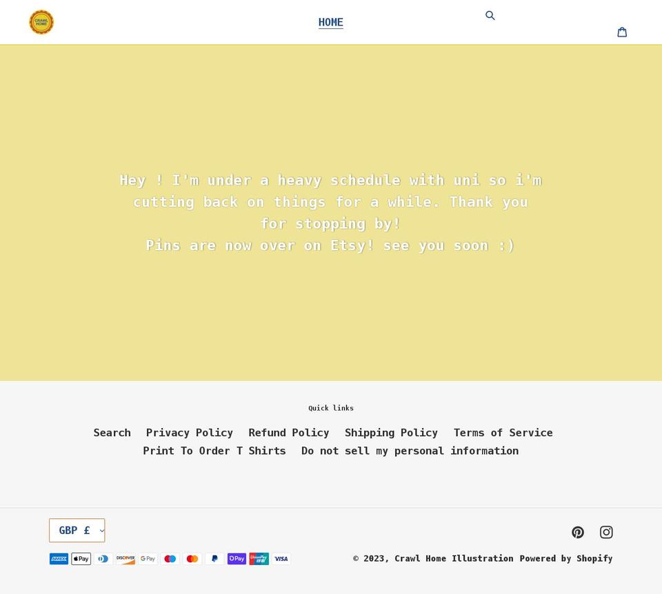 crawlhomeillustration.com shopify website screenshot