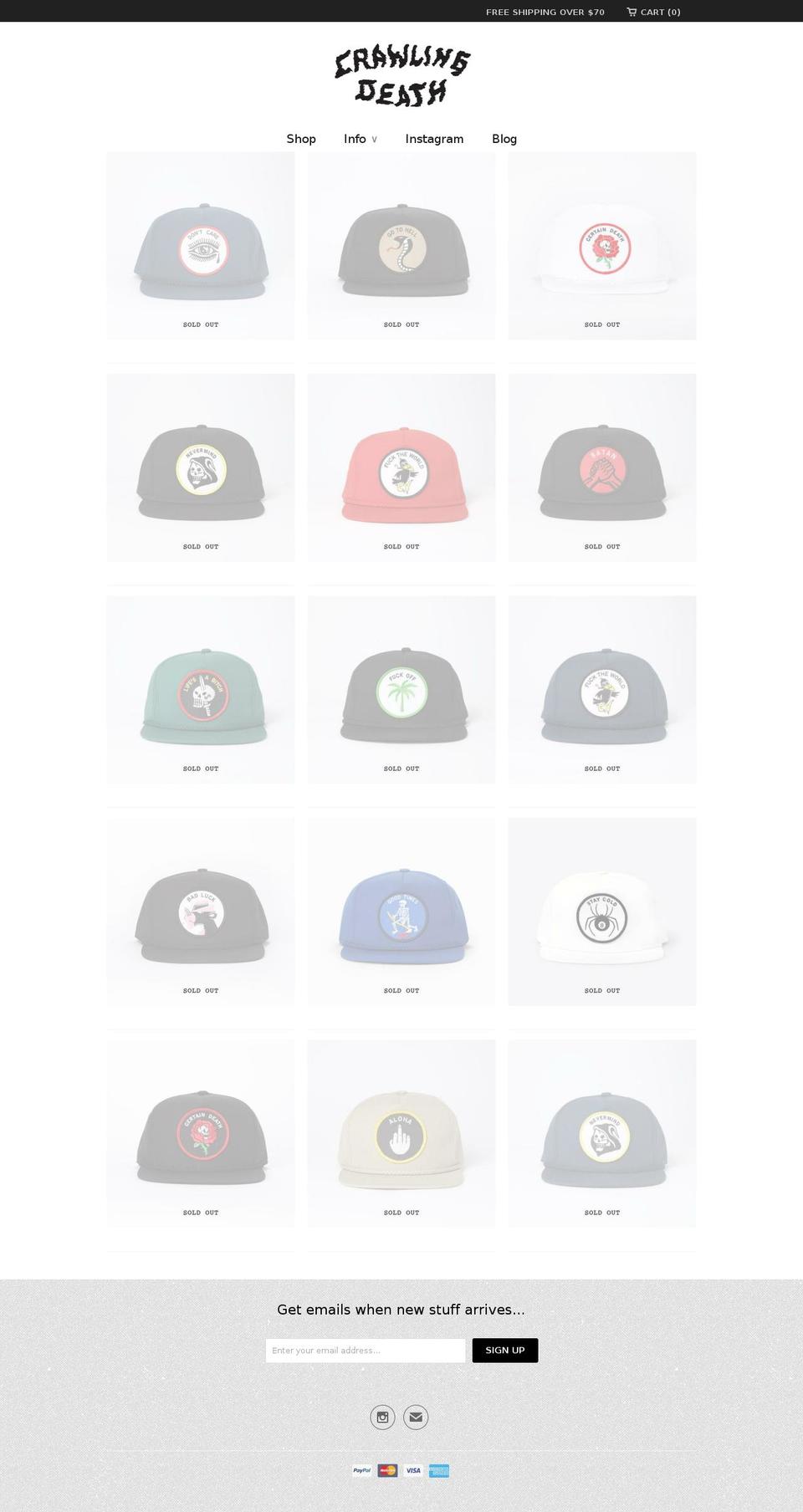 crawlingdeath.com shopify website screenshot