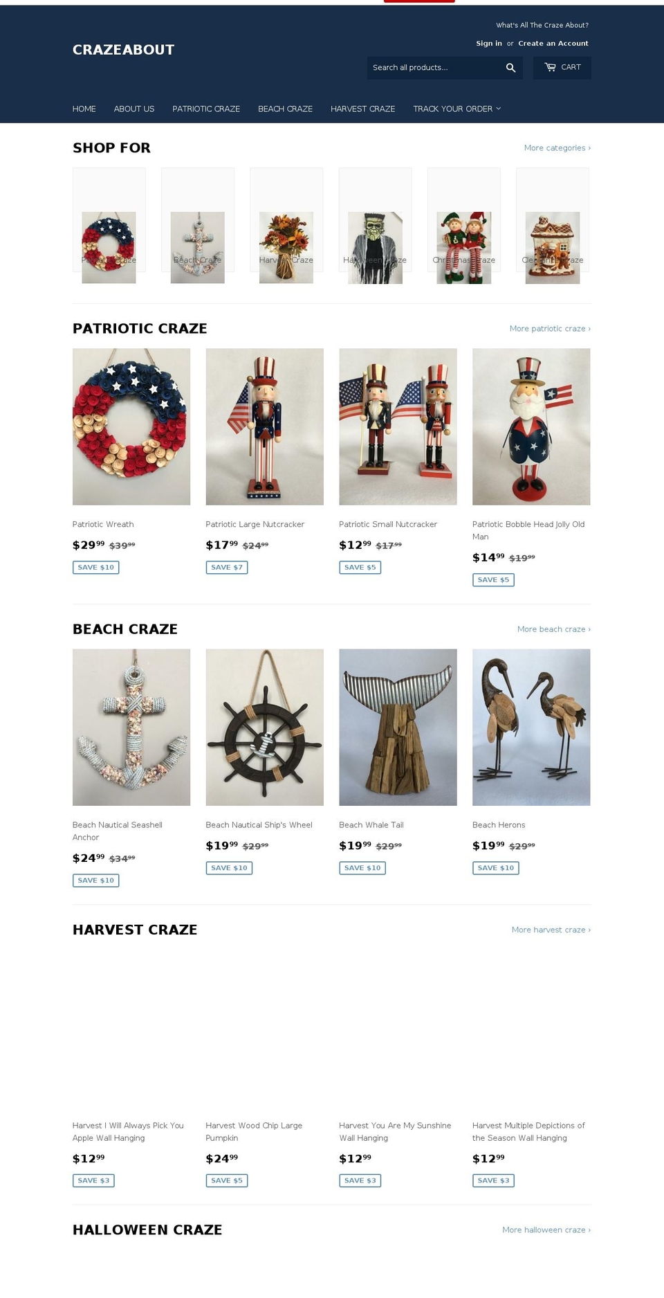 crazeabout.com shopify website screenshot