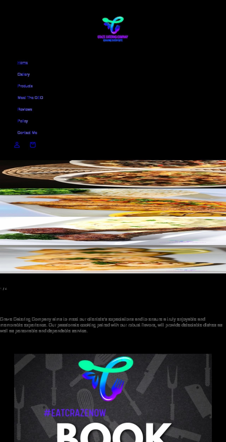crazecatering.com shopify website screenshot