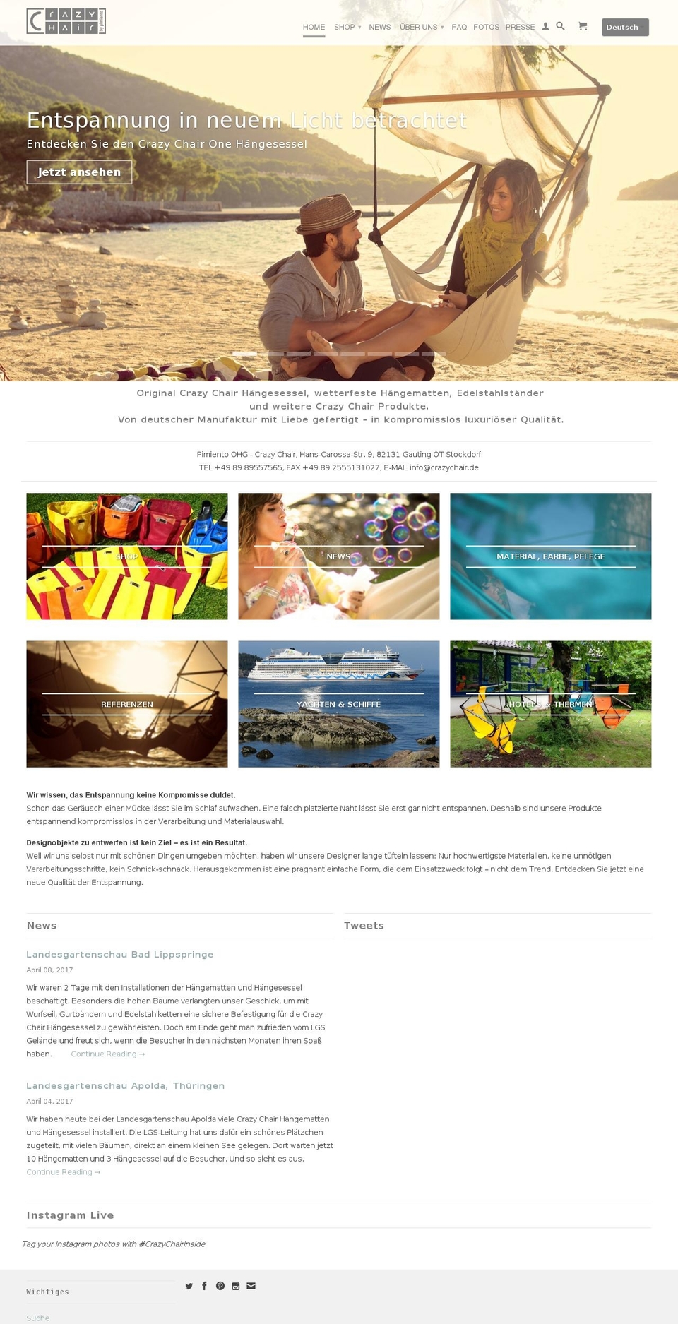 crazy-chair.com shopify website screenshot