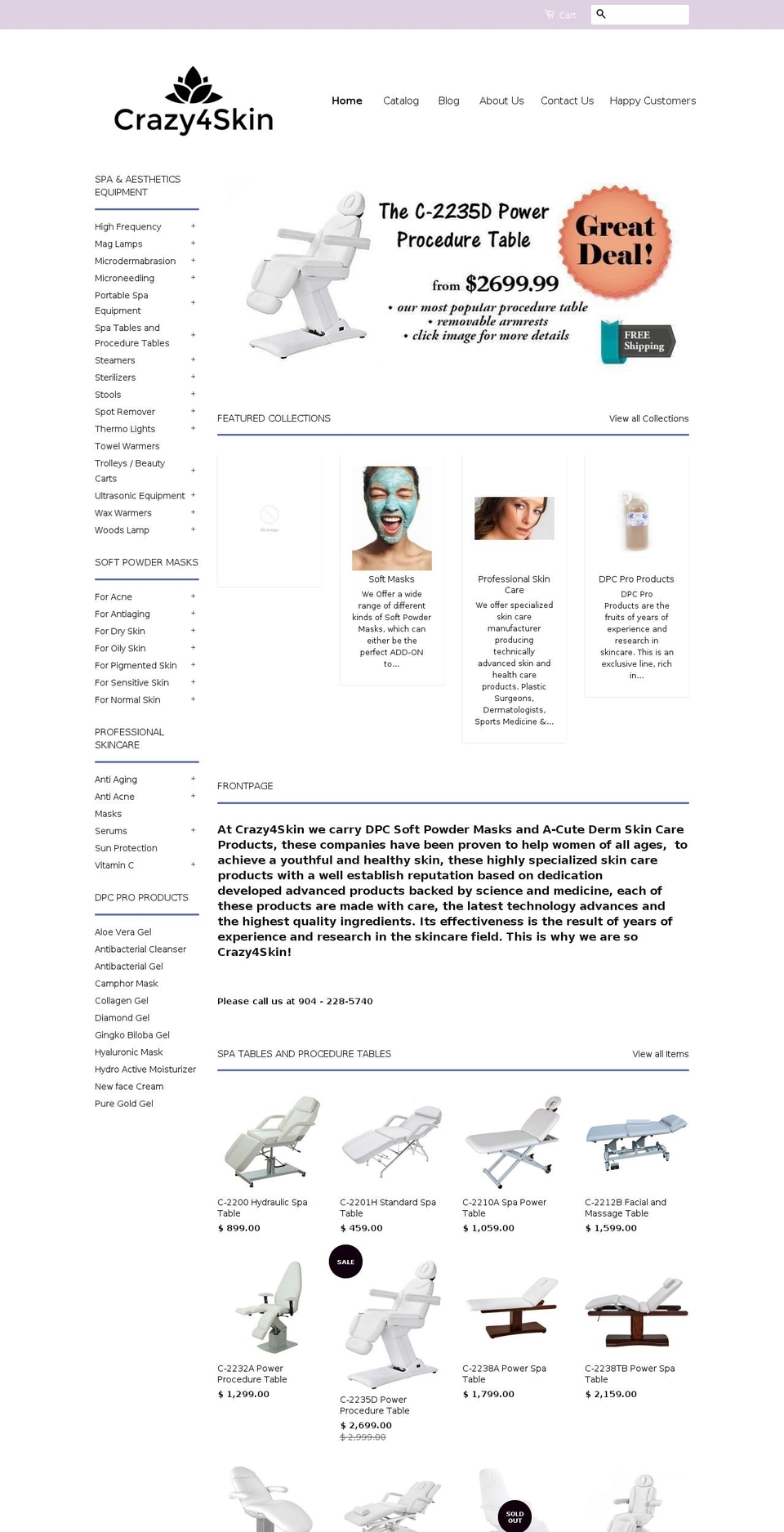 crazy4skin.com — Shopify storefront screenshot