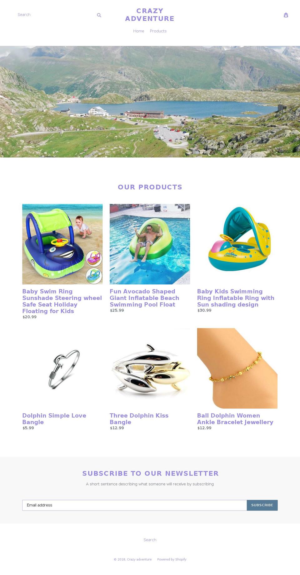 crazyadventure.net shopify website screenshot