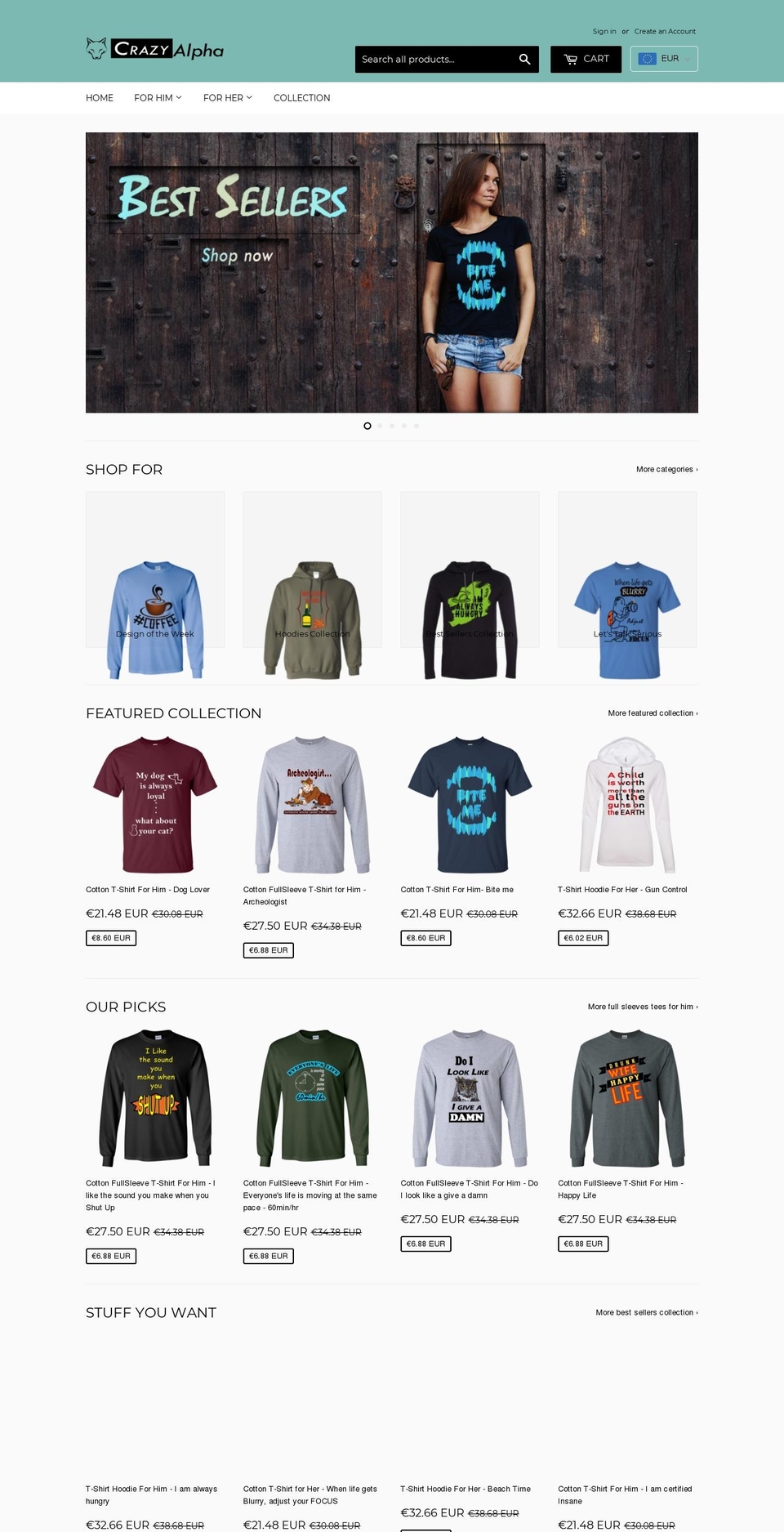 crazyalpha.com shopify website screenshot
