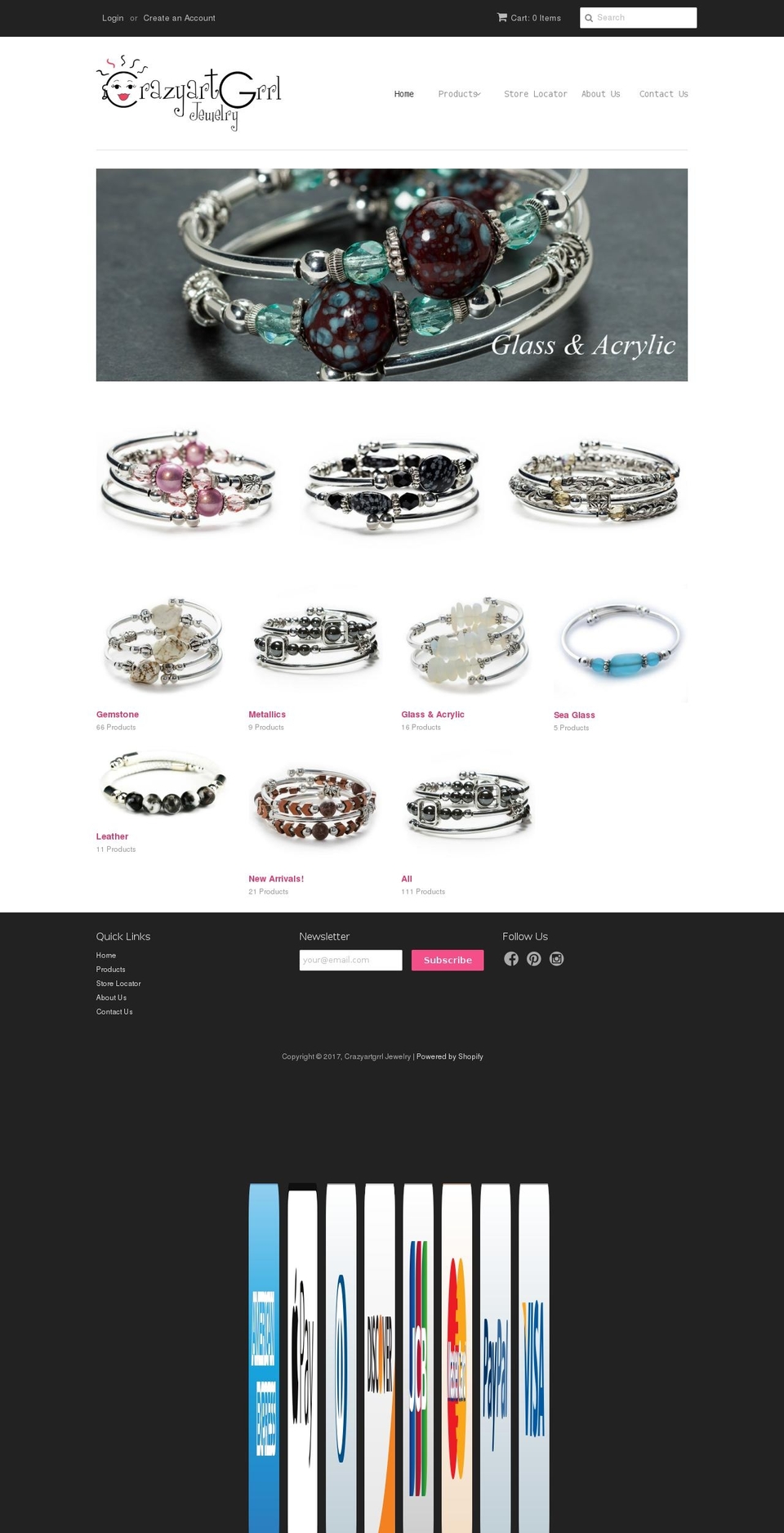 crazyartgirljewelry.com shopify website screenshot