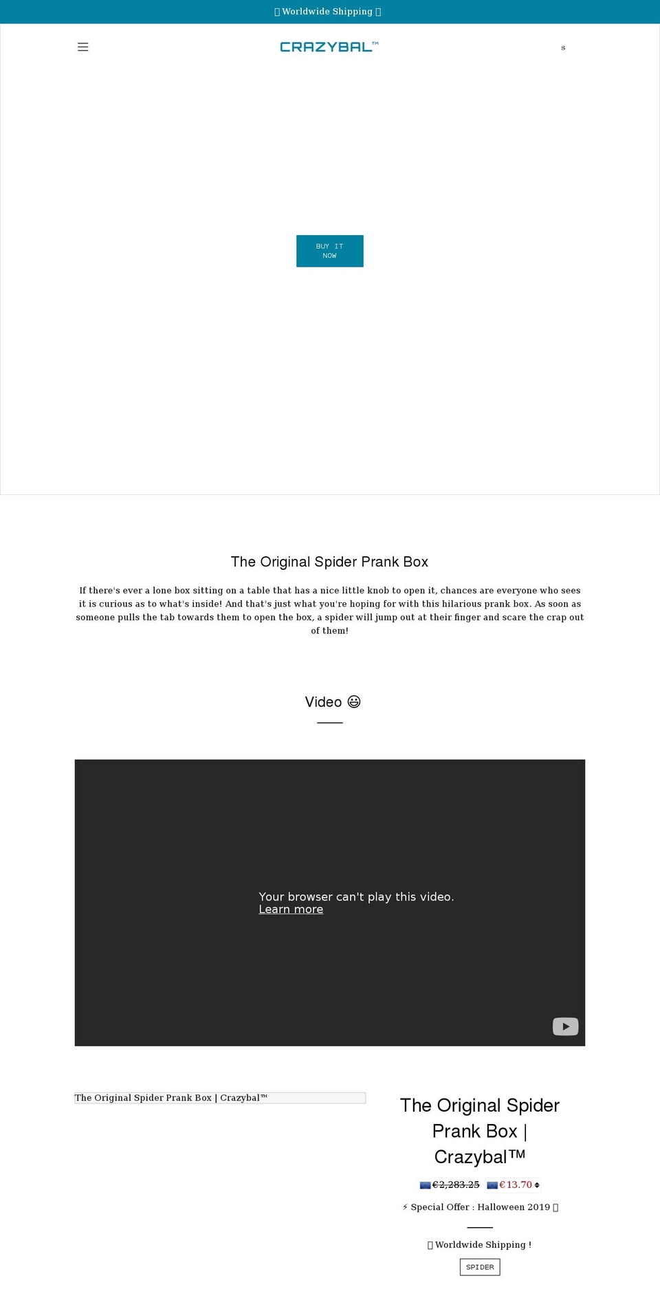crazybal.com shopify website screenshot