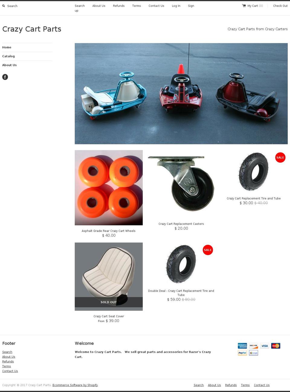 crazycartparts.com shopify website screenshot