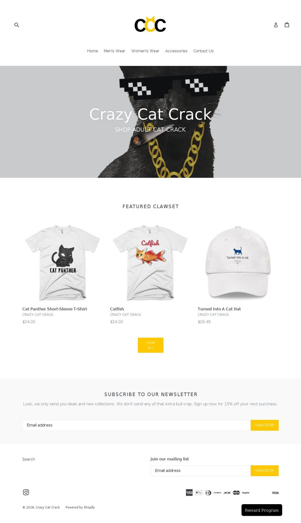 crazycatcrack.com — Shopify storefront screenshot