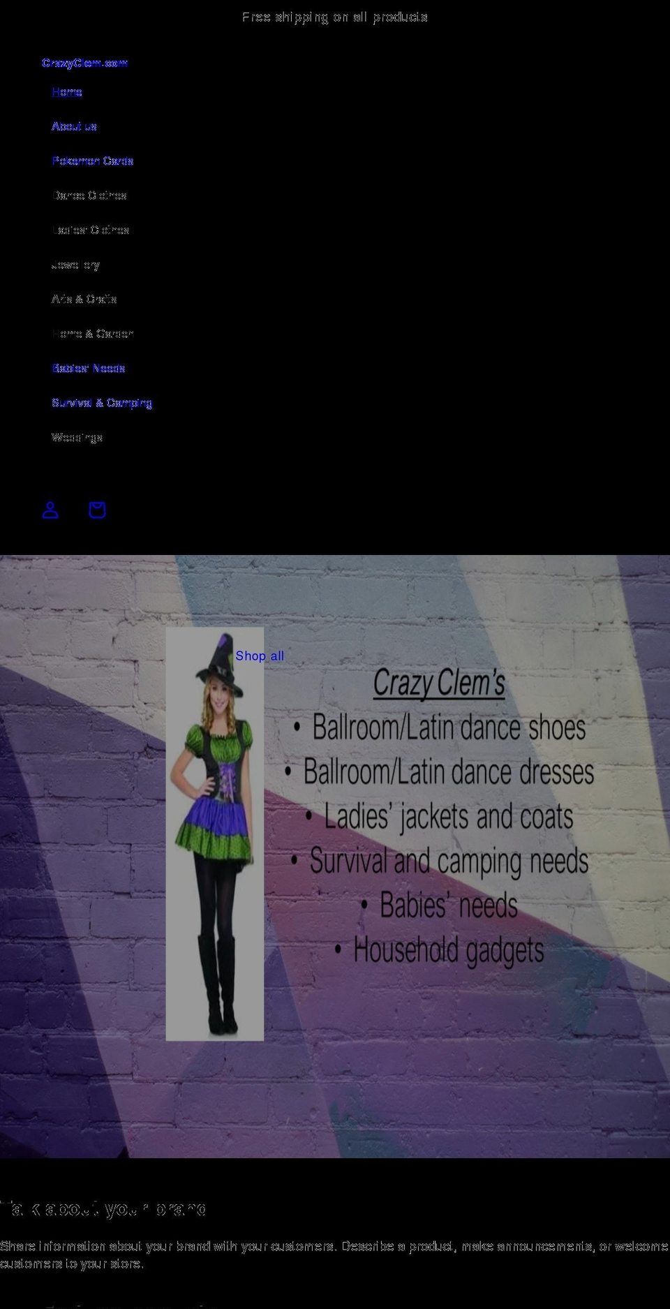 crazyclem.com shopify website screenshot