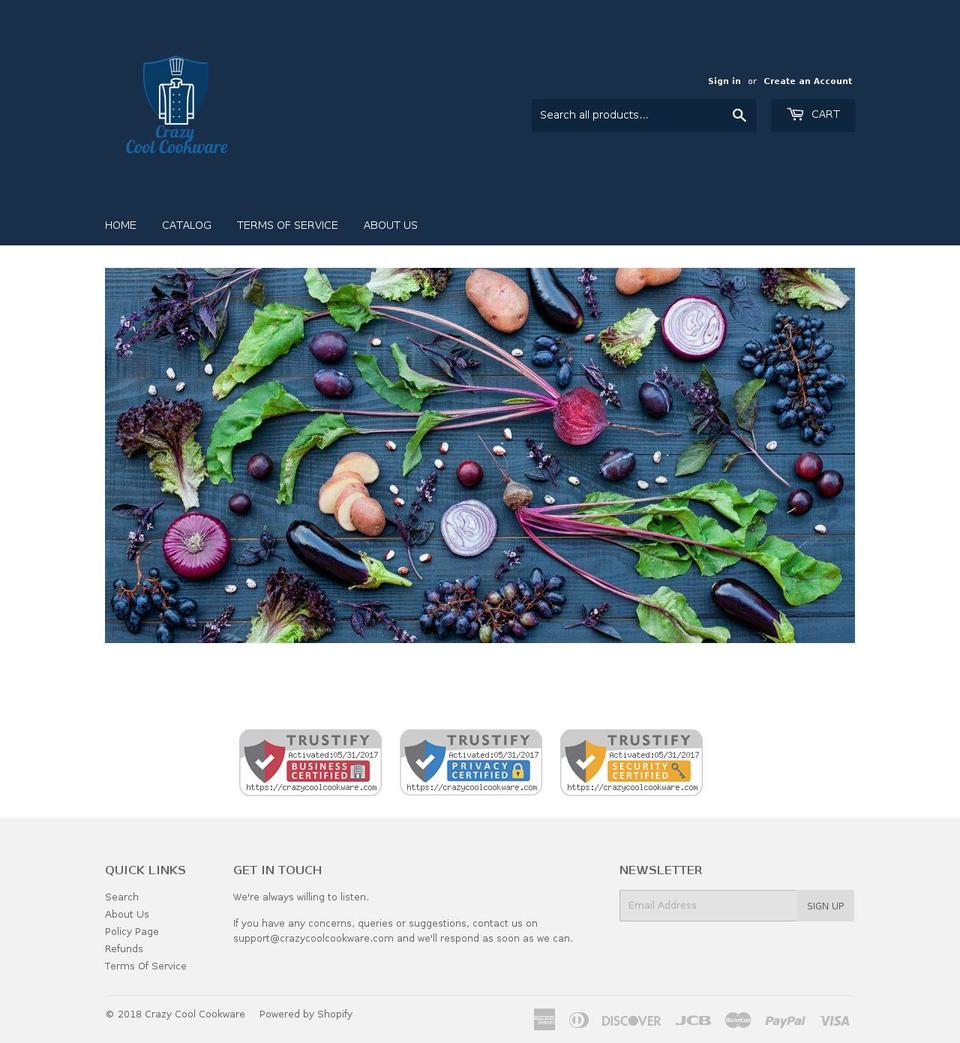 crazycoolcookware.com — Shopify storefront screenshot