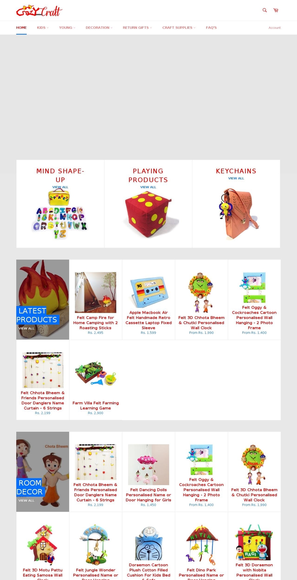 crazycraft.in shopify website screenshot