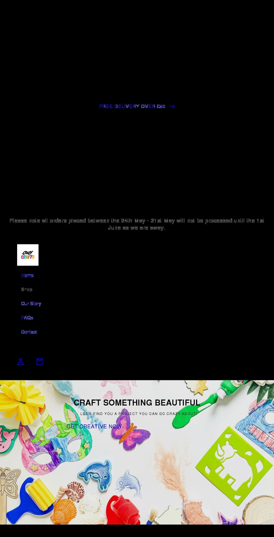 crazycraftsltd.com shopify website screenshot
