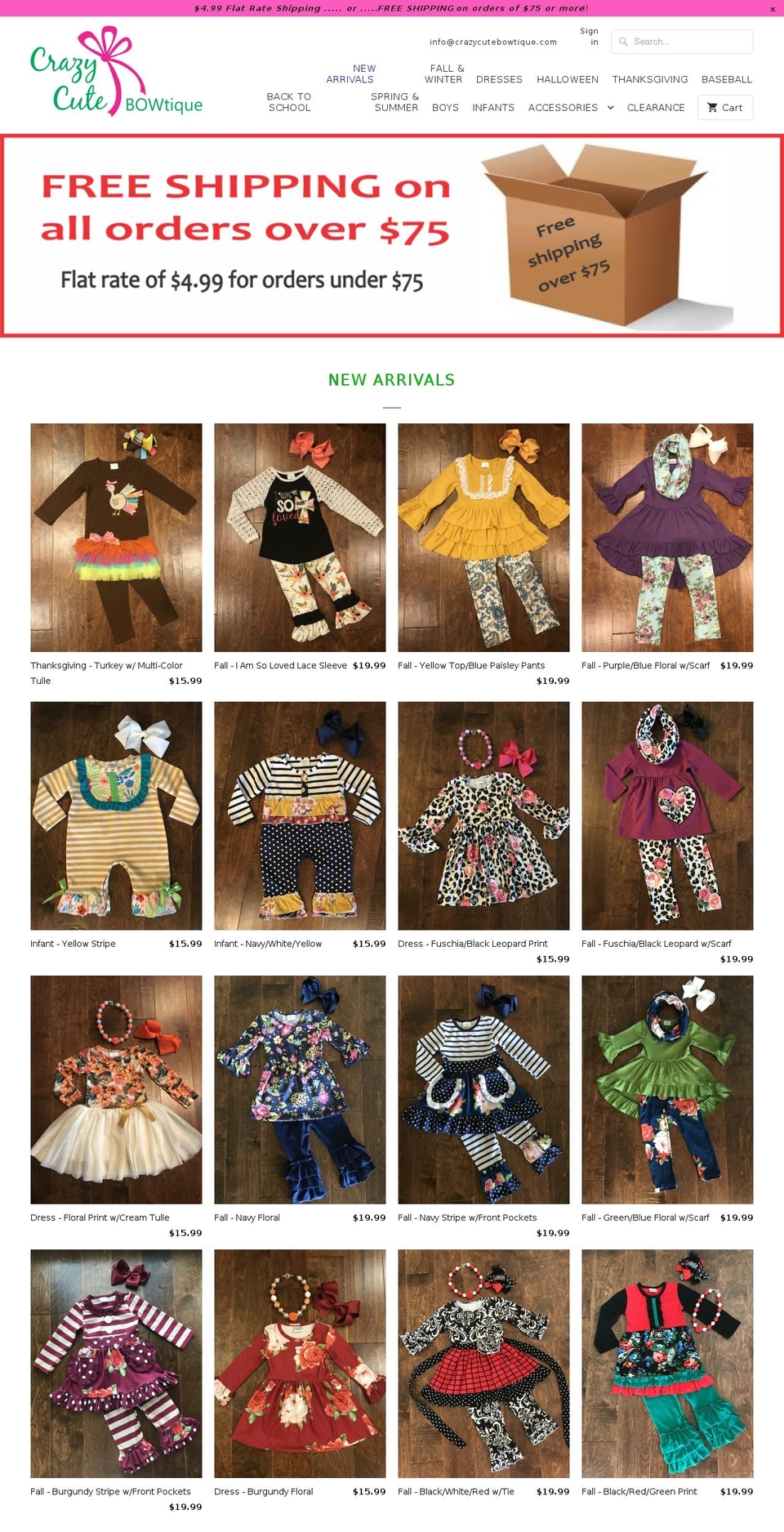 crazycutebowtique.com shopify website screenshot