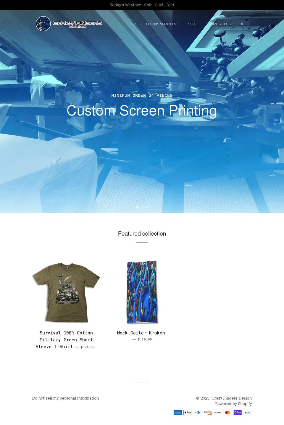 crazyfingersdesign.com shopify website screenshot