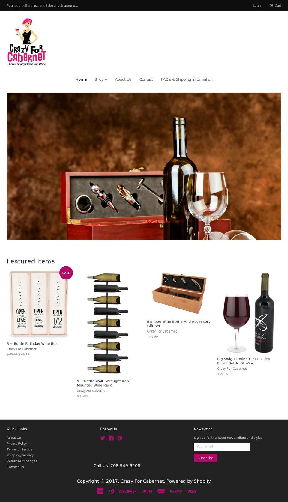 crazyforcabernet.net shopify website screenshot