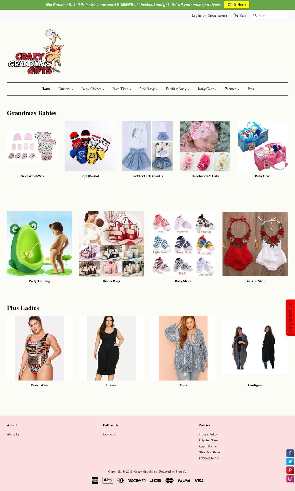 crazygrandmas.com — Shopify storefront screenshot