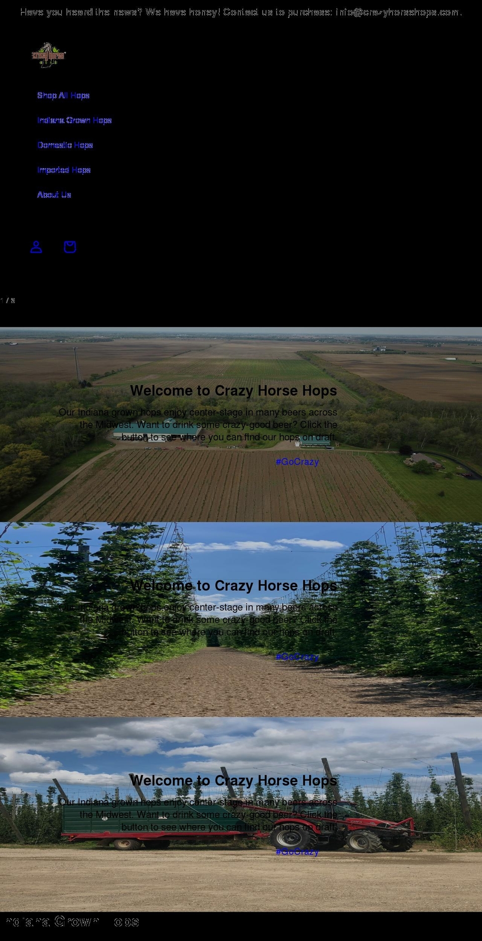 Updated copy of Crave Shopify theme site example crazyhorsehops.com