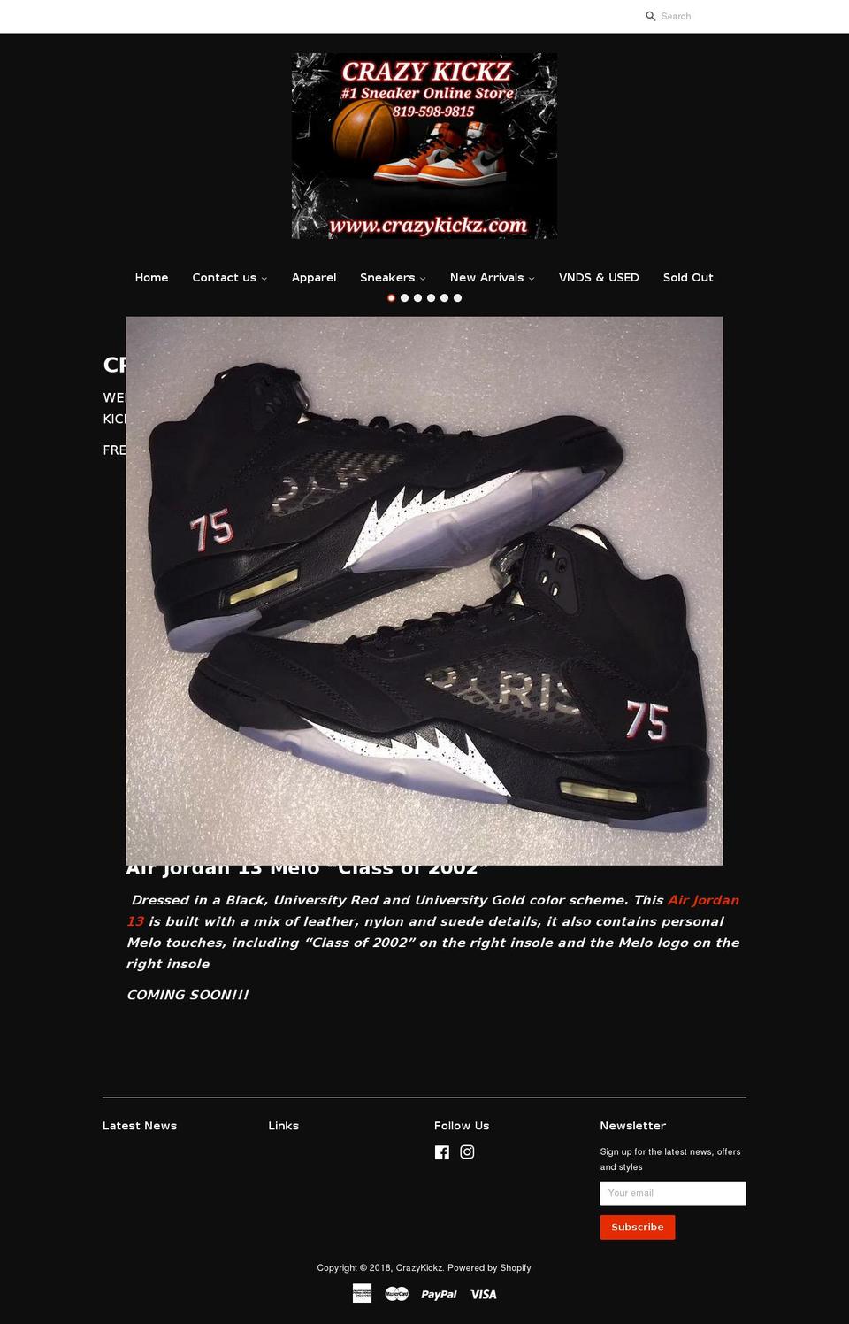 crazykickz.com shopify website screenshot