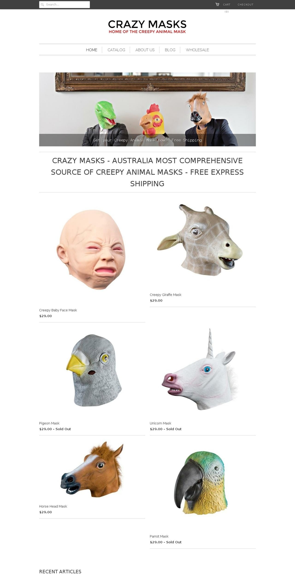 crazymasks.com — Shopify storefront screenshot