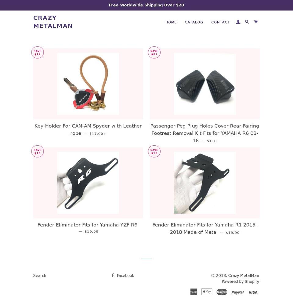 crazymetalman.com — Shopify storefront screenshot