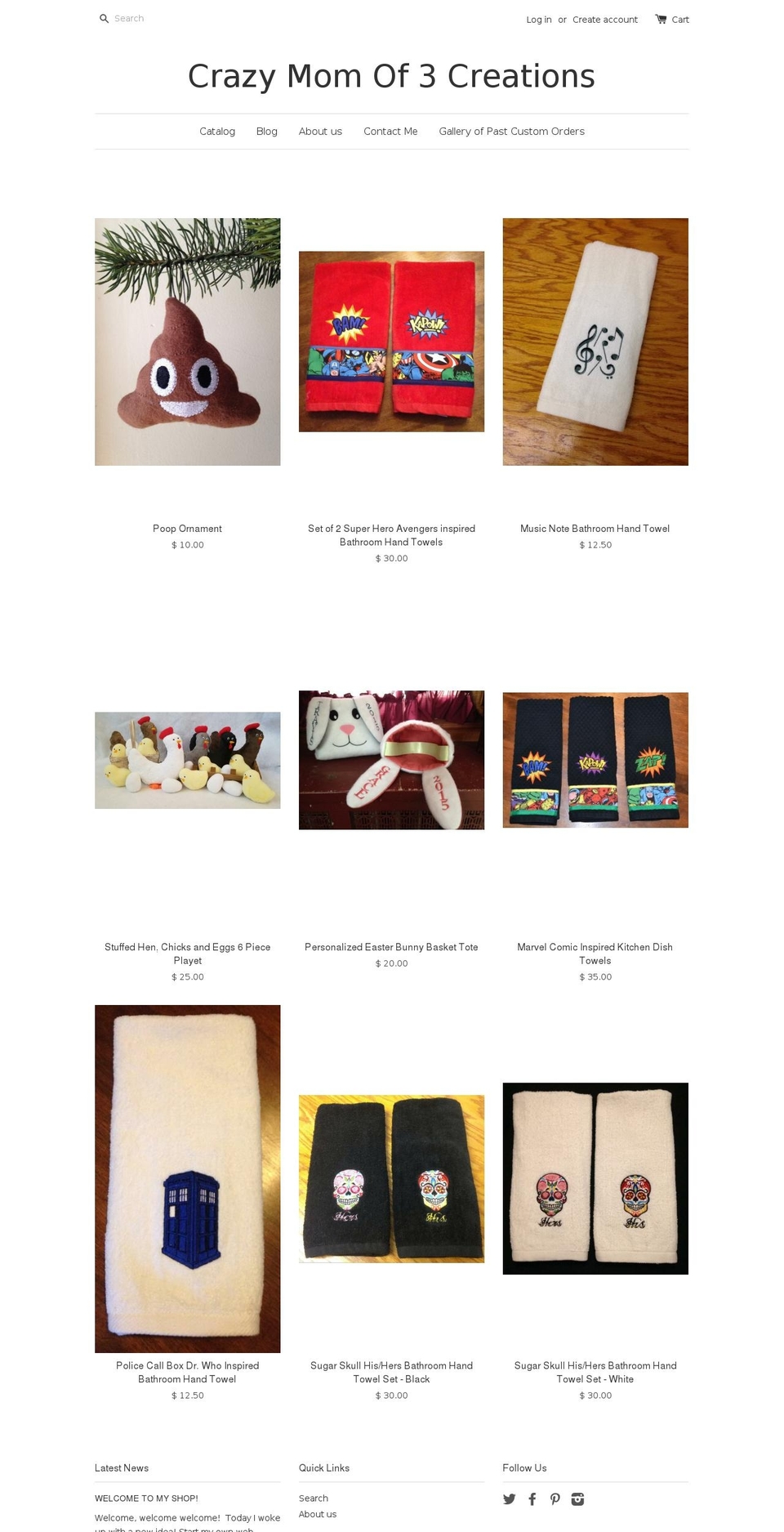 crazymomof3creations.com shopify website screenshot