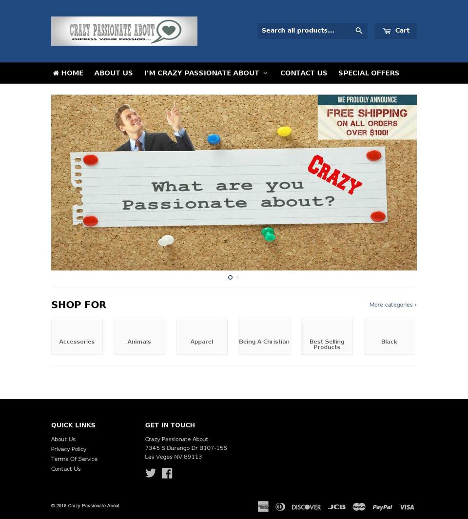 crazypassionateabout.com shopify website screenshot