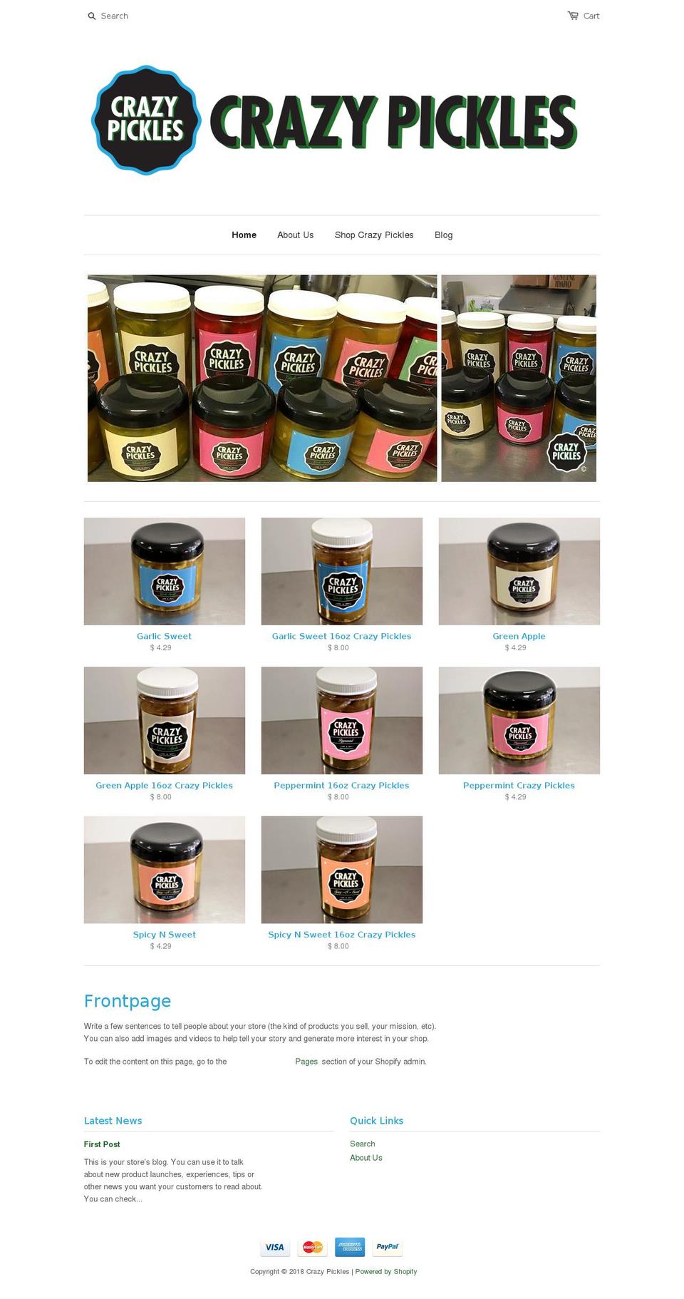 crazypickles.us shopify website screenshot