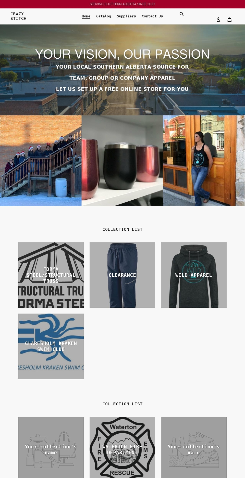 crazystitchapparel.com shopify website screenshot