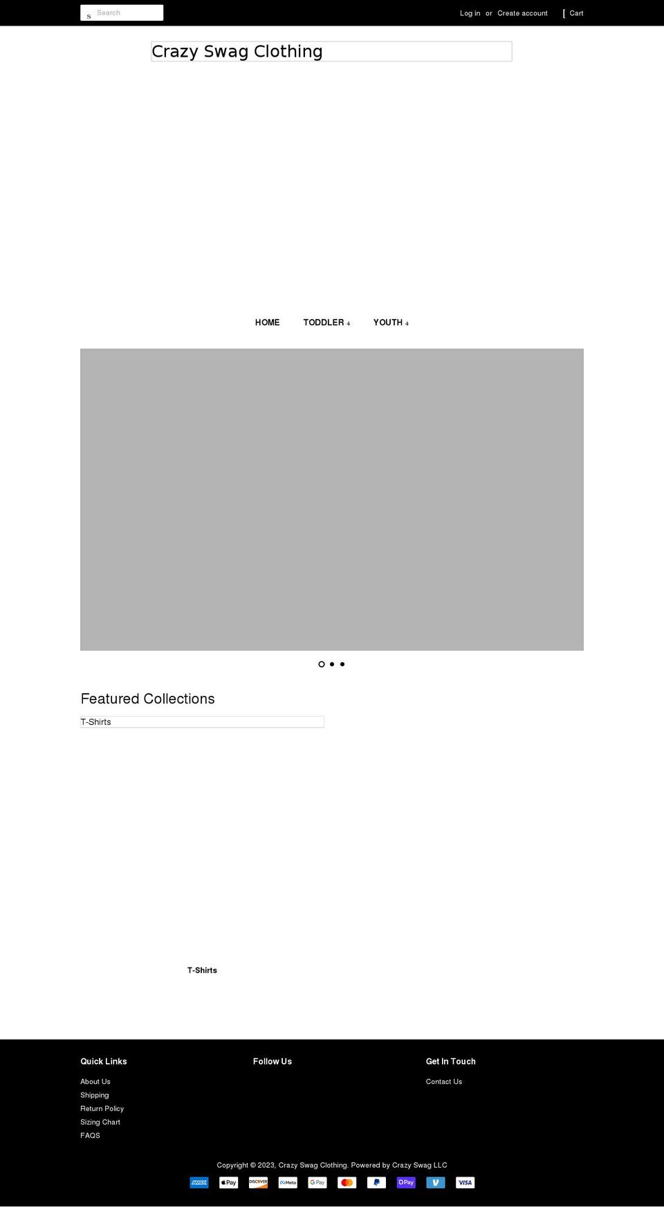 crazyswagclothing.com shopify website screenshot