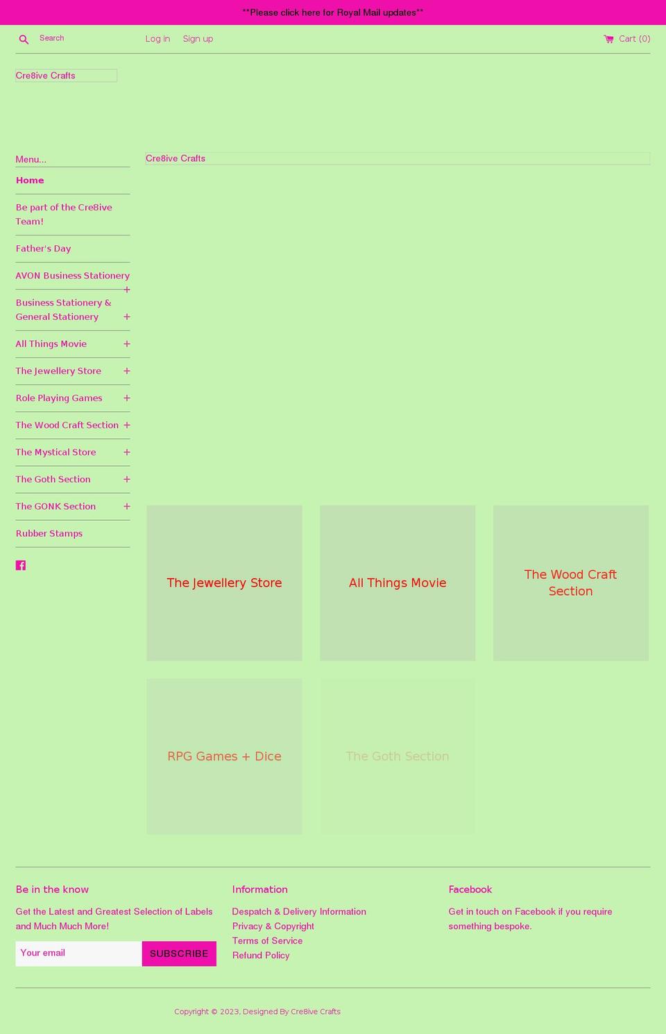 cre8ive-crafts.co.uk shopify website screenshot