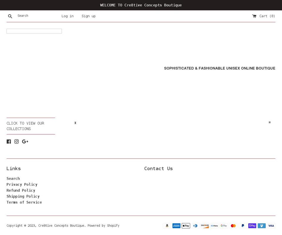 cre8tiveconceptsboutique.com shopify website screenshot