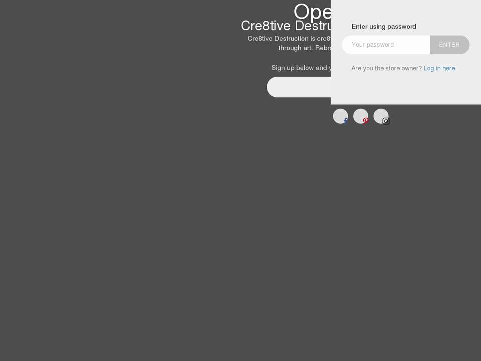 cre8tivedestruction.com shopify website screenshot