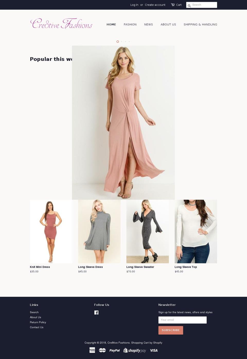 cre8tivefashions.com — Shopify storefront screenshot