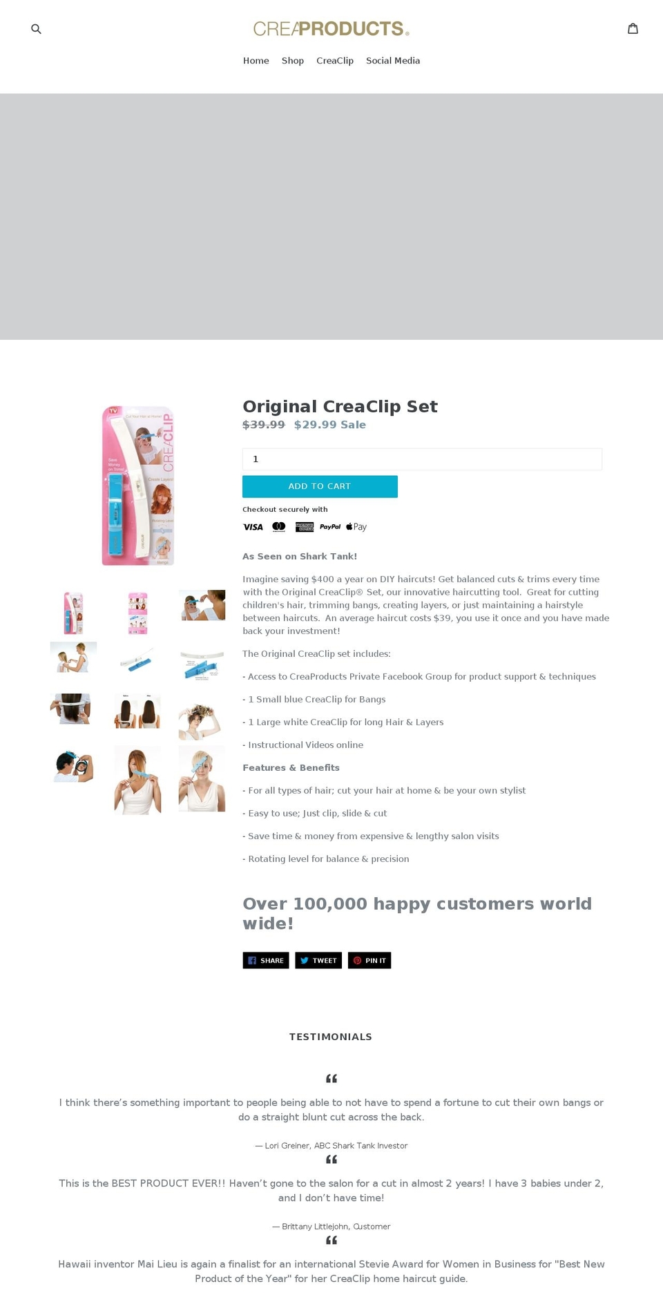 creaclip.ca shopify website screenshot