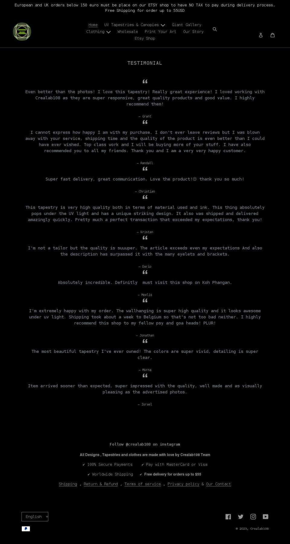 crealab108.com shopify website screenshot
