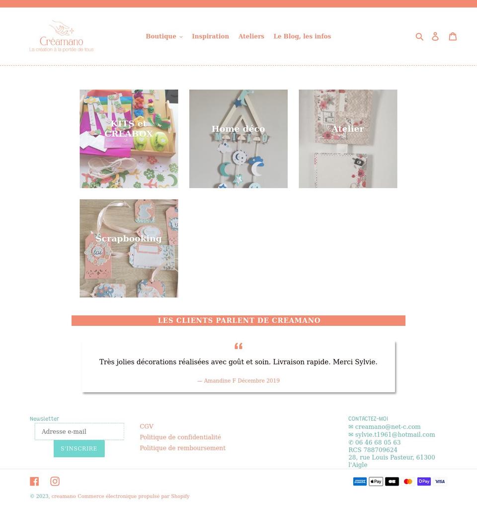 creamano.fr shopify website screenshot