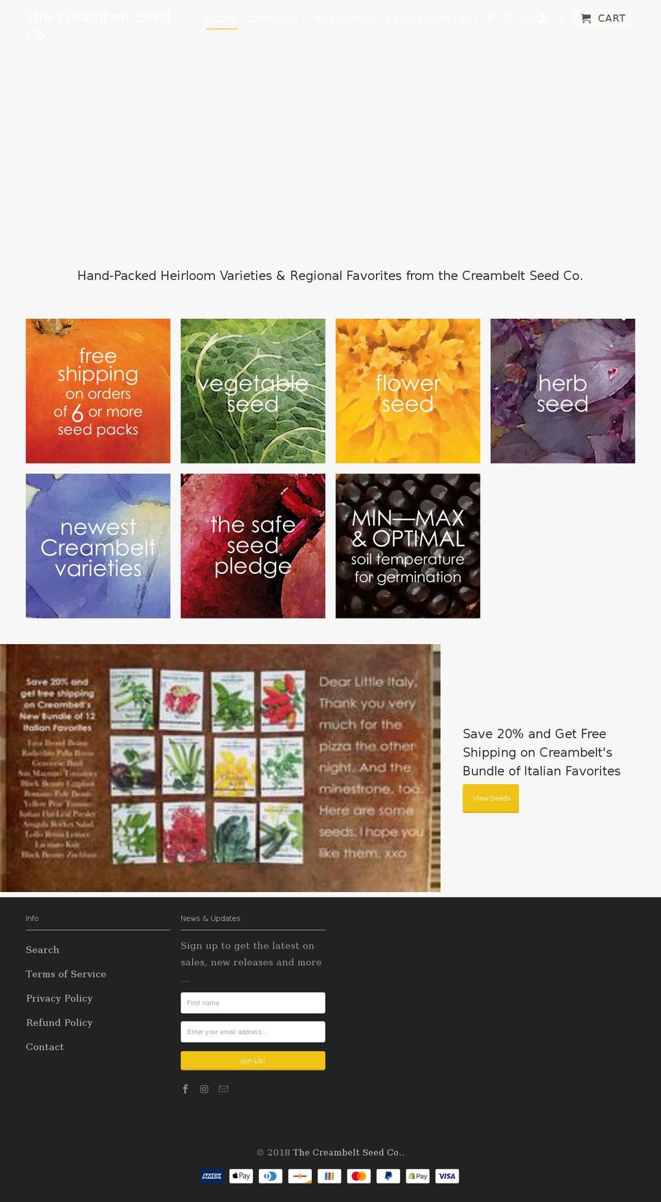 creambelt.com — Shopify storefront screenshot