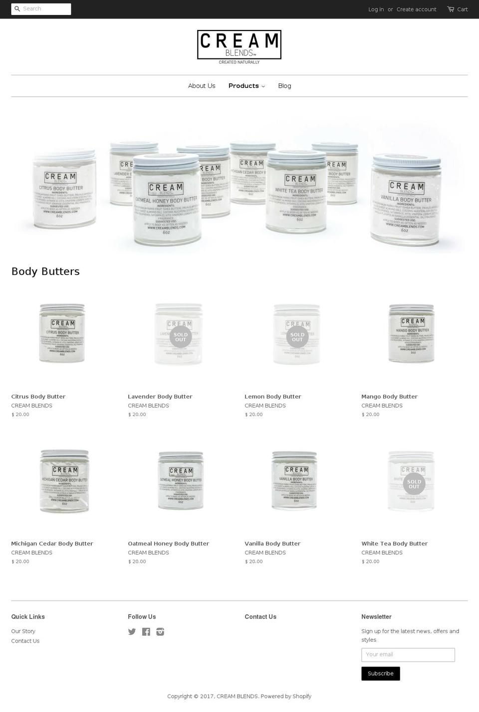 creamblends.com shopify website screenshot