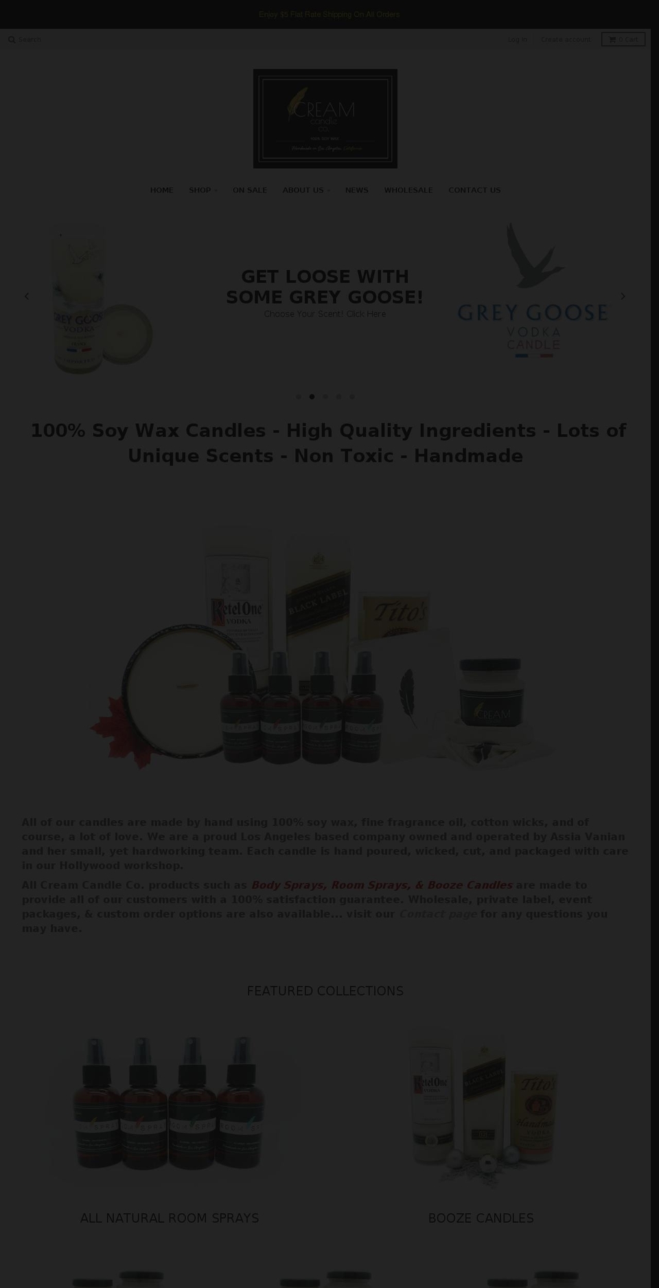 creamcandleco.com shopify website screenshot