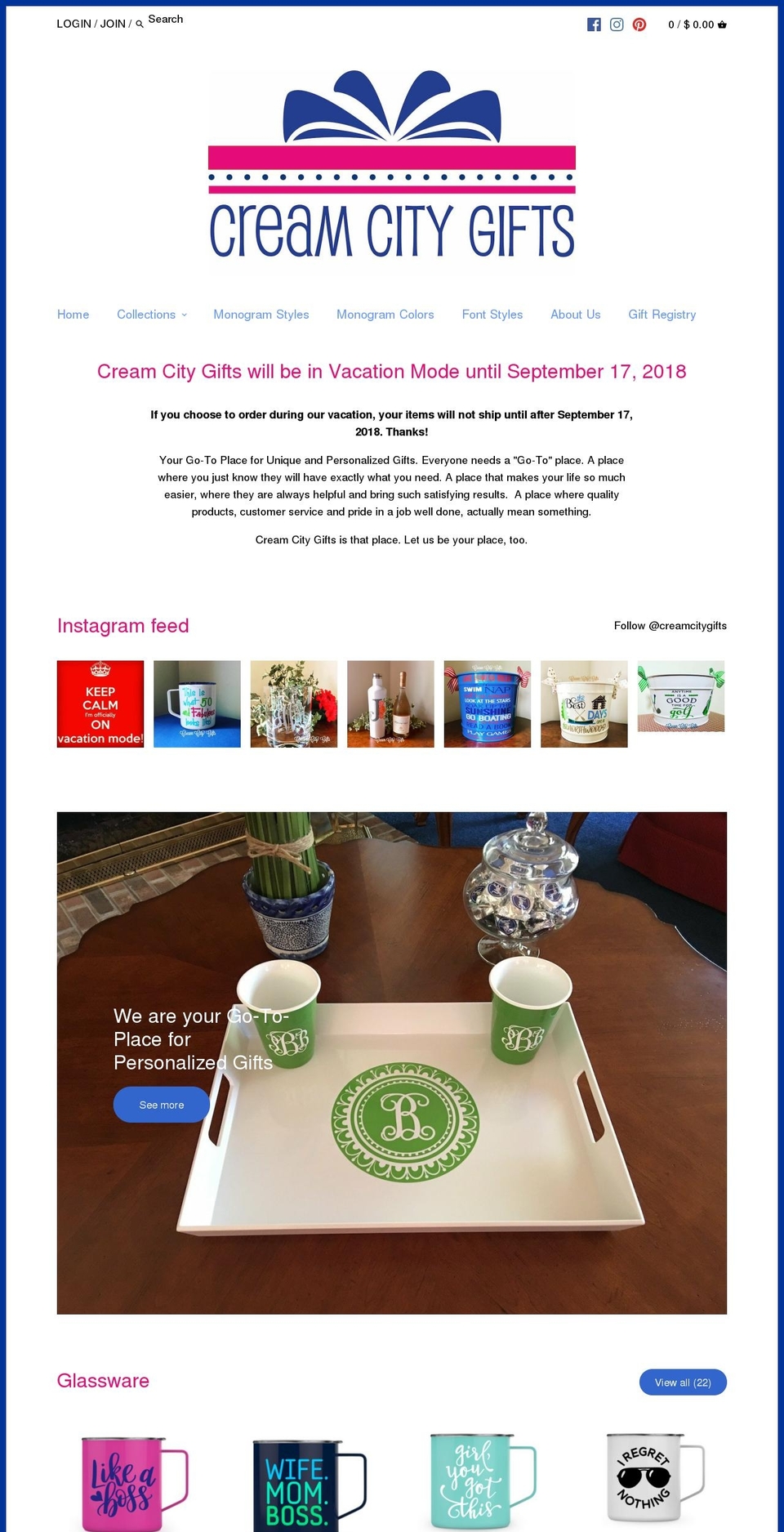 creamcitygifts.com — Shopify storefront screenshot