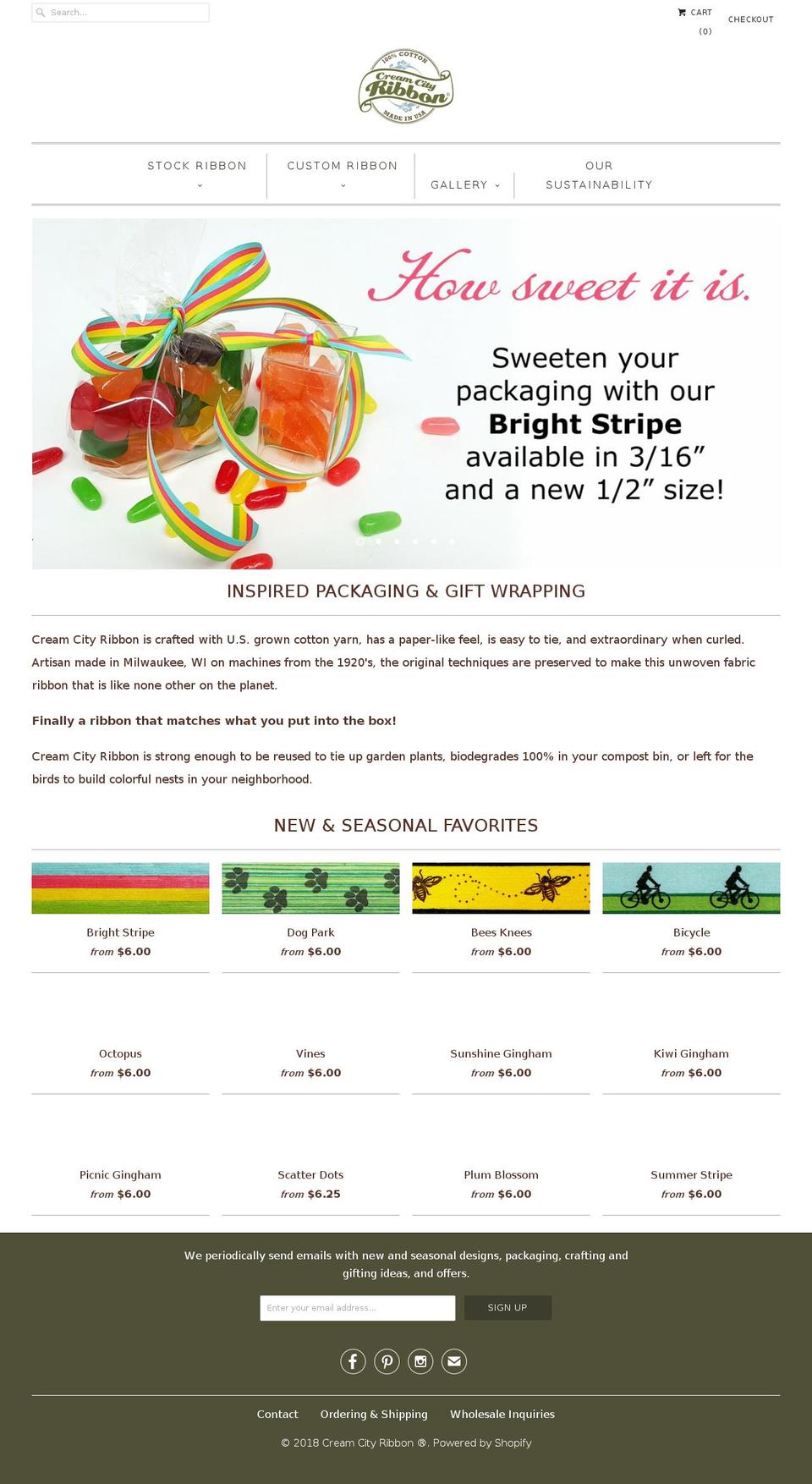 creamcityribbons.com shopify website screenshot