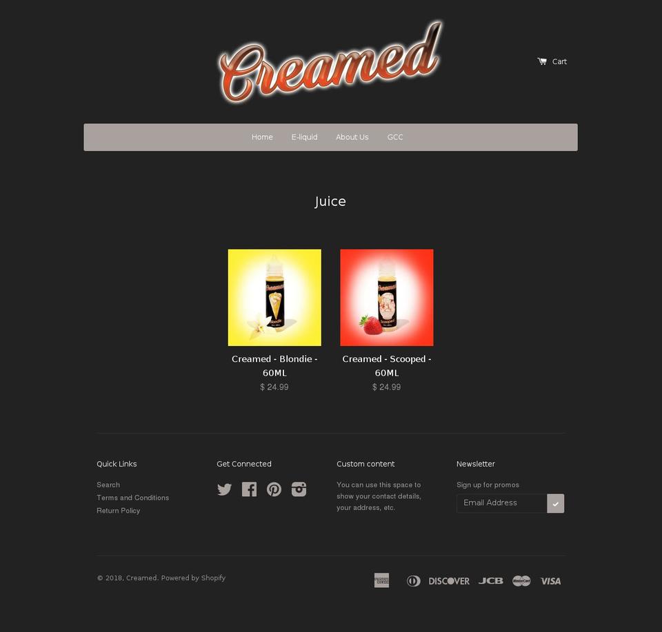 creamedllc.com — Shopify storefront screenshot