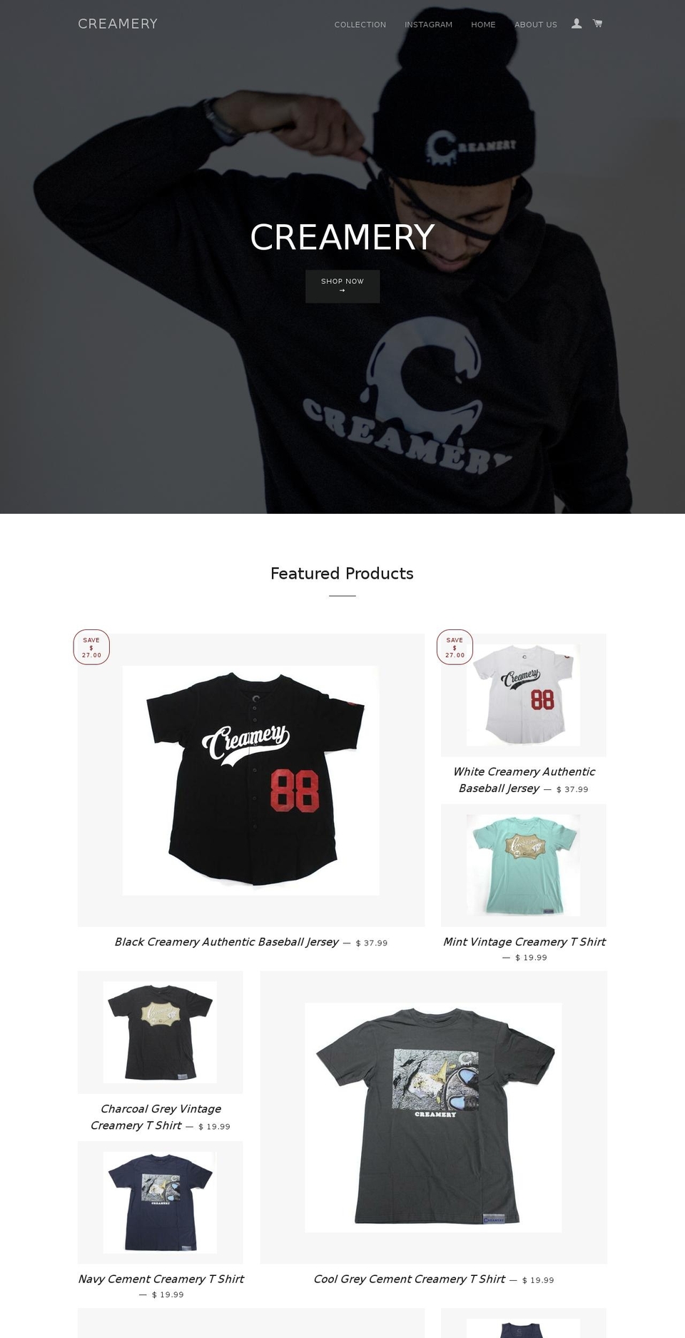 creamerycollection.com shopify website screenshot