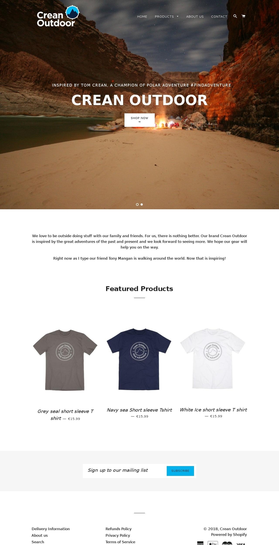 creanoutdoor.ie shopify website screenshot