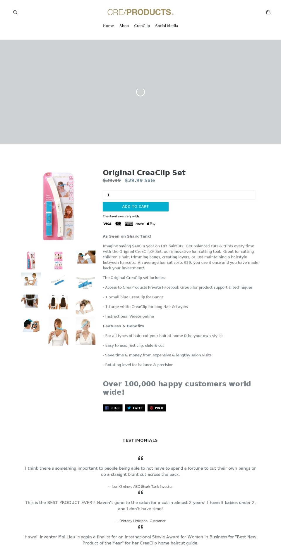 creaproducts.co.uk shopify website screenshot