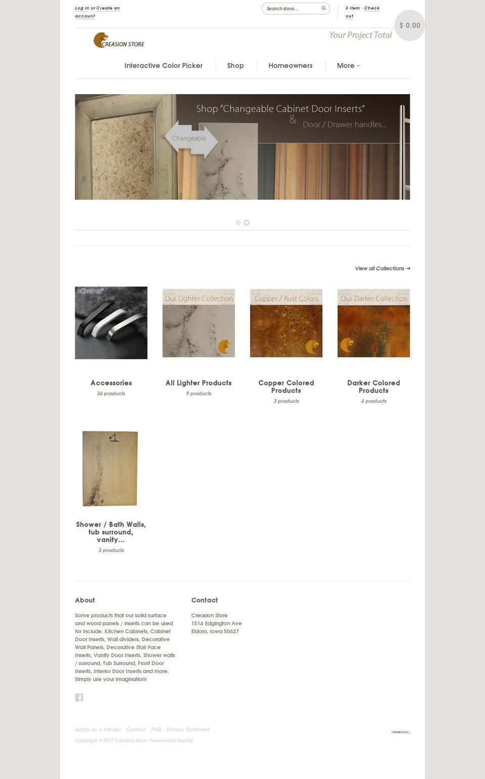 creasionconcrete.com shopify website screenshot