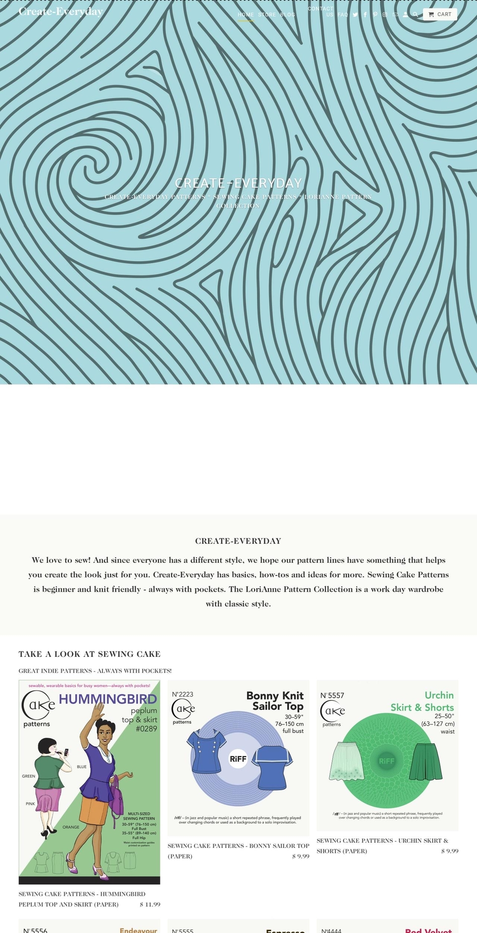 create-everydaypatterns.com — Shopify storefront screenshot