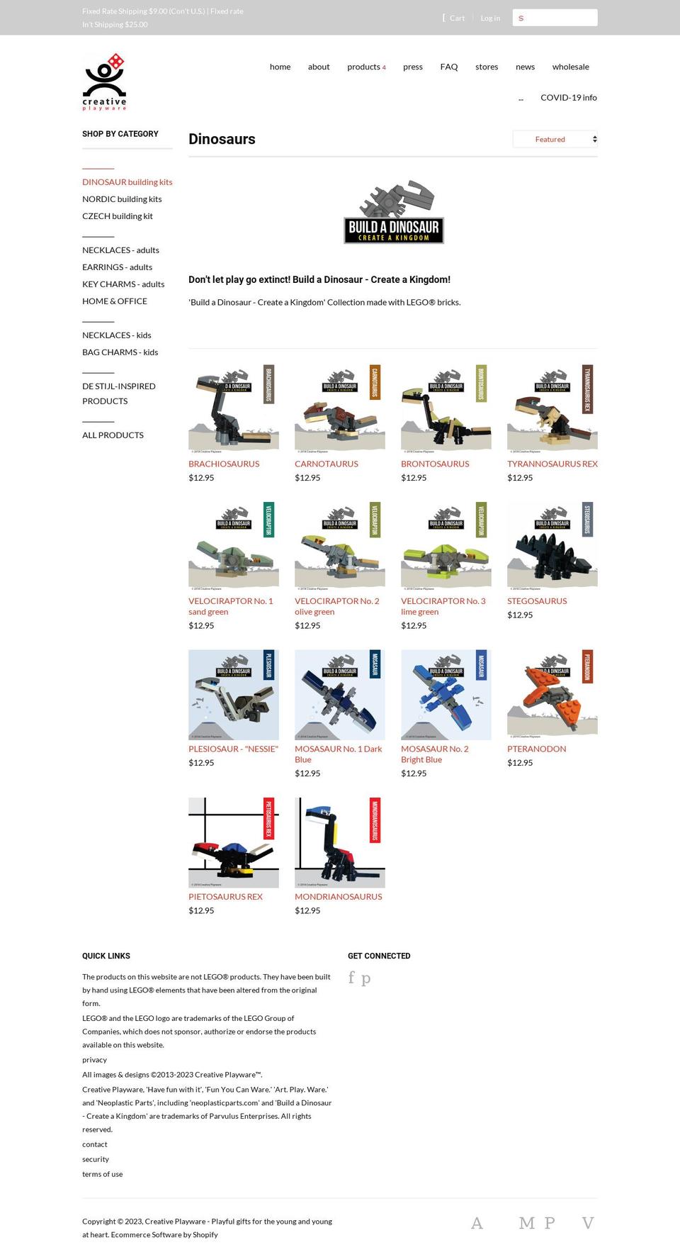 createadinosaur.com — Shopify storefront screenshot